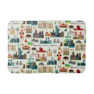 United States Symbols Pattern Bath Mat