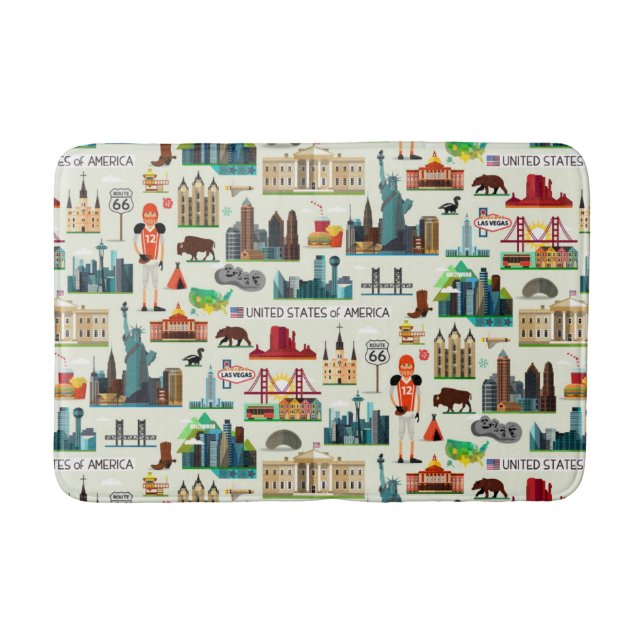 United States Symbols Pattern Bath Mat (Front)