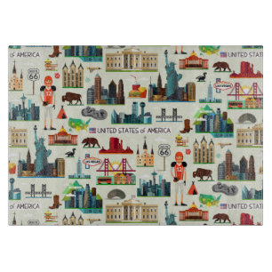 United States Symbols Pattern Cutting Board