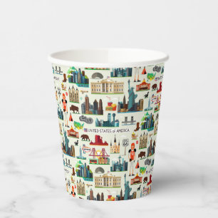 United States Symbols Pattern Paper Cups