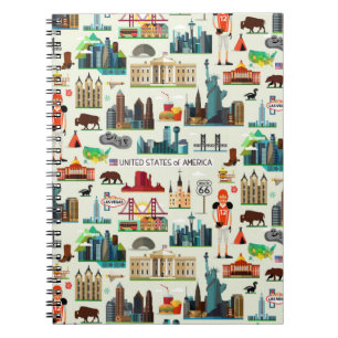 United States Symbols Pattern Spiral Notebook