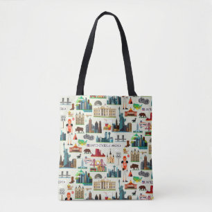 United States Symbols Pattern Tote Bag