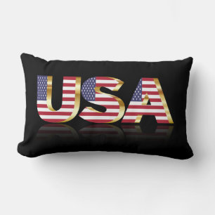 United States text flag Lumbar Cushion