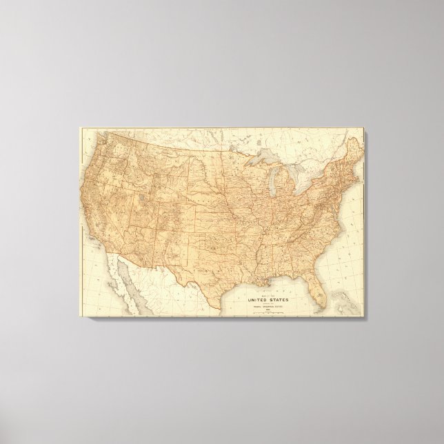 United States topographical features Canvas Print (Front)