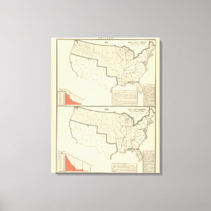 United States Two colour lithographed maps Canvas Print