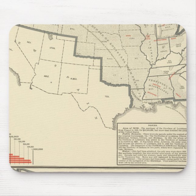 United States Two colour lithographed maps Mouse Pad (Front)