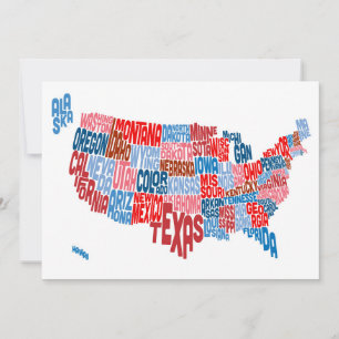 United States Typography Text Map