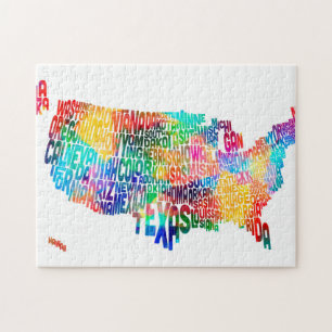 United States Typography Text Map Jigsaw Puzzle