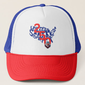 United States | USA | America 250 Map and Eagle Trucker Hat