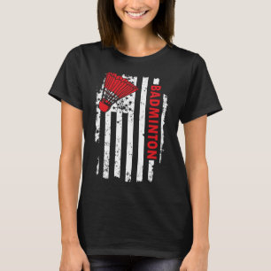 United States Usa Flag Badminton Player T-Shirt