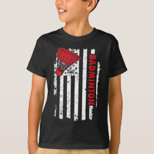 United States Usa Flag Badminton Player T-Shirt
