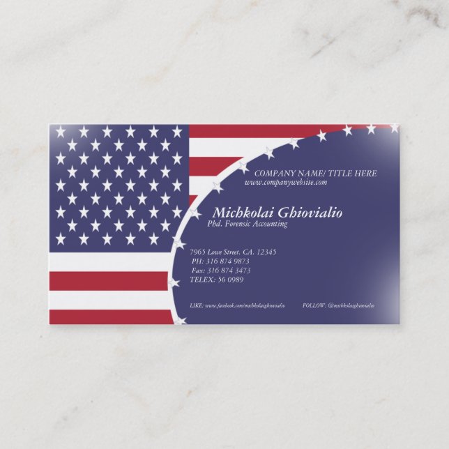 United States USA Flag Business Card (Front)