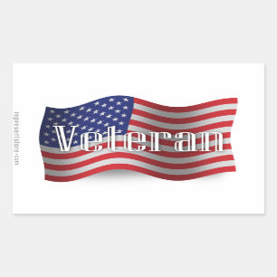 United States Veteran Waving Flag Rectangular Sticker