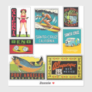 United States Vintage Style Travel Stickers
