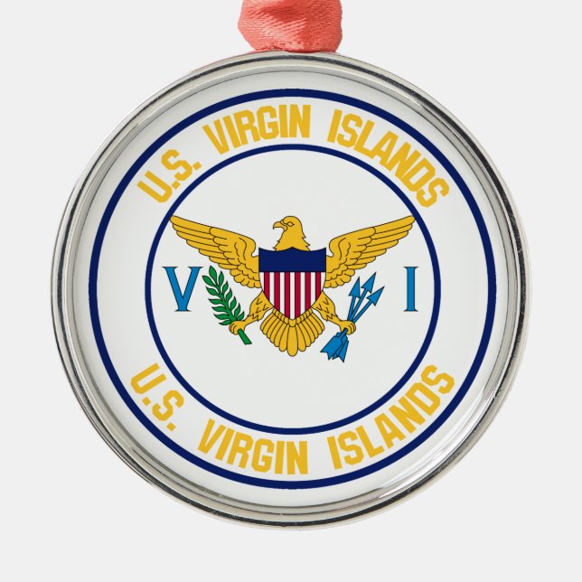 United States Virgin Islands Round Emblem Metal Tree Decoration (Front)