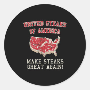 United Steaks Of America Funny Bbq Classic Round Sticker