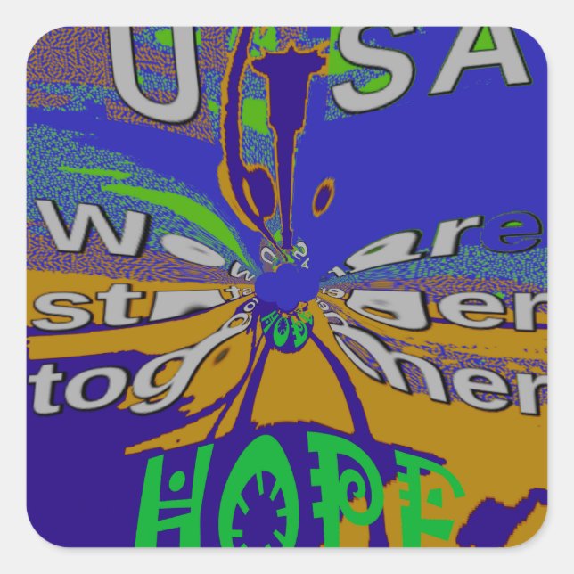 United USA Hope Stronger Together Square Sticker (Front)