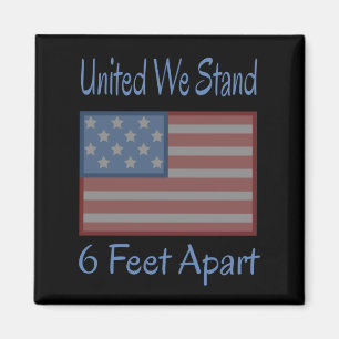 United We Stand 6 Feet Apart USA Flag Magnet