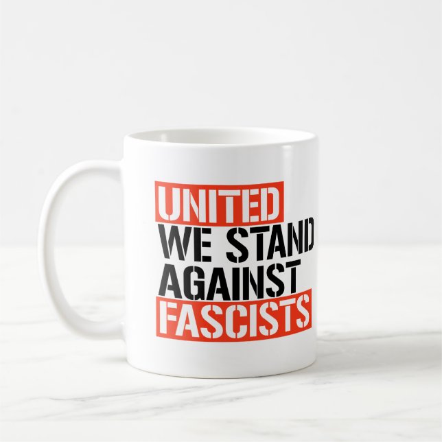 United we stand against fascists coffee mug (Left)