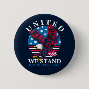 United We Stand - Eagle and American Flag 6 Cm Round Badge