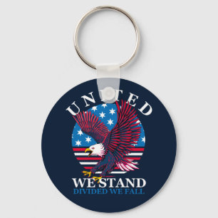United We Stand - Eagle and American Flag Key Ring