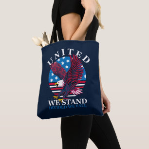 United We Stand - Eagle and American Flag Tote Bag