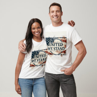 United We Stand Patriotic American Flag Watercolor T-Shirt