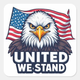 United We Stand Patriotic USA Design Square Sticker