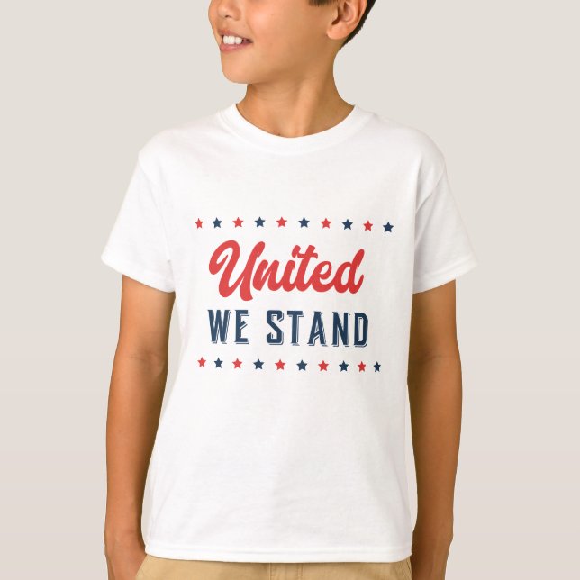 United We Stand Patriotic Word Art Kids  T-Shirt (Front)
