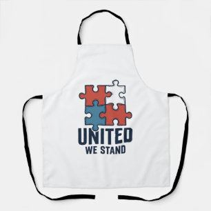 United We Stand Puzzle Piece Patriotic Shirt Desig Apron