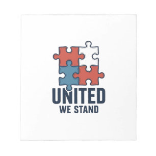 United We Stand Puzzle Piece Patriotic Shirt Desig Notepad