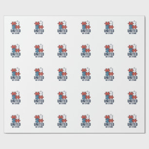 United We Stand Puzzle Piece Patriotic Shirt Desig Wrapping Paper