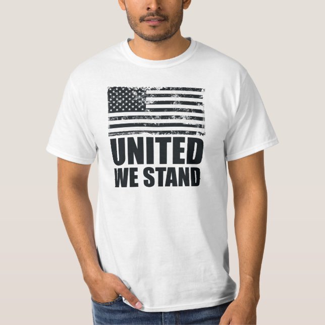 United we stand thin blue line Grunge USA Flag T-Shirt (Front)
