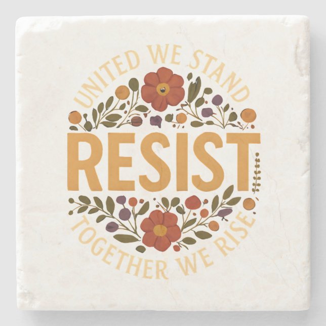 United We Stand, Together We Rise Stone Coaster (Front)