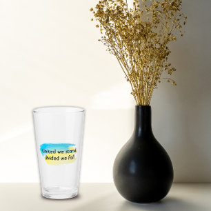 United we stand Ukraine quote yellow blue Glass