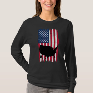 Unites States Map Silhouette American Flag Usa Pat T-Shirt