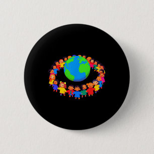 Unity Around The World – Kids Holding Hands Glol P 6 Cm Round Badge