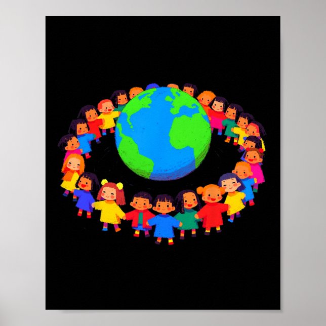 Unity Around The World – Kids Holding Hands Glol P Poster (Front)