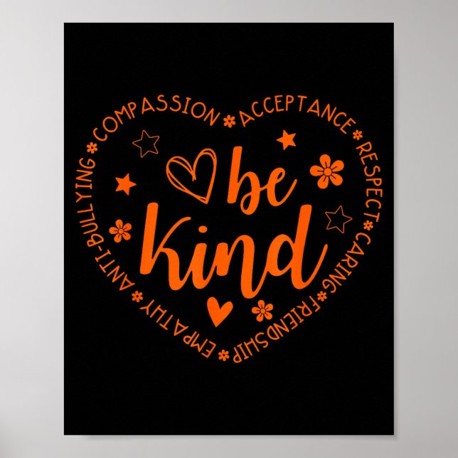Unity Day Be Kind Kindness Orange Anti Bullying Te Poster (Front)