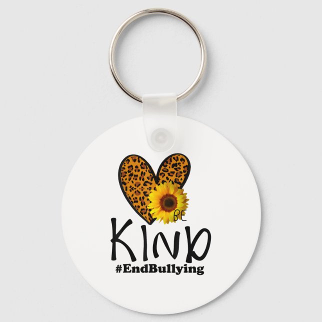 Unity Day Orange Be Kind Leopard Heart Anti Bullyi Key Ring (Front)