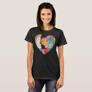 Unity Heart Diverse Faces Line Art Diversity T-Shirt