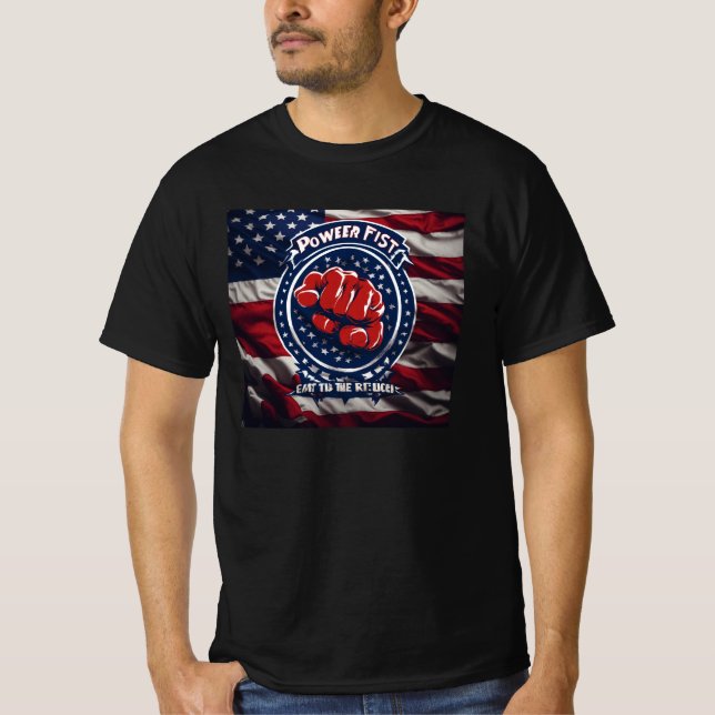 Unity Ignites Power: Patriotic Fist Print T-Shirt (Front)