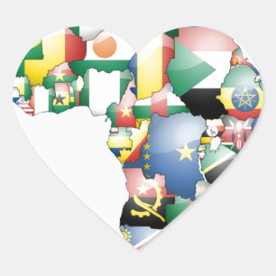 Unity in Diversity: Africa's Flags Collection Heart Sticker