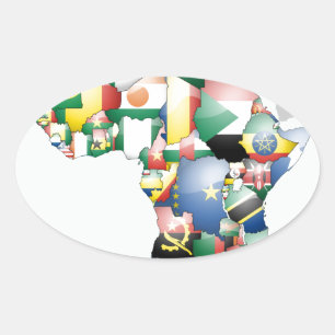 Unity in Diversity: Africa's Flags Collection Oval Sticker