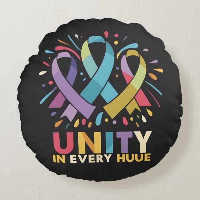 unity in every huue breast cancer awareness  sweat round cushion (Front)