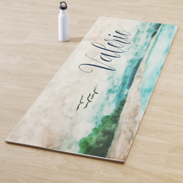 Unity of Earth and Water Misty Landscape Name Yoga Mat (In Situ)