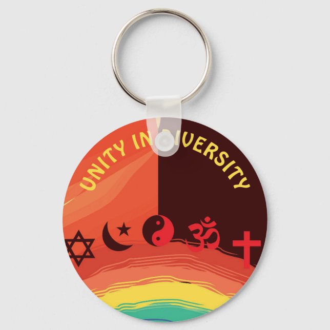 Unity Over Diversity Religions of World Custom Key Ring (Front)