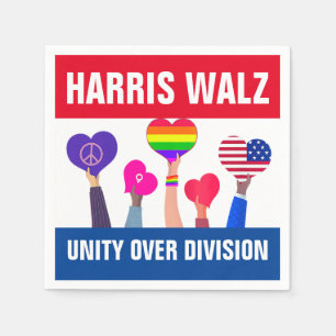 Unity Over Division Harris Walz Tim Walz Red Blue Napkin