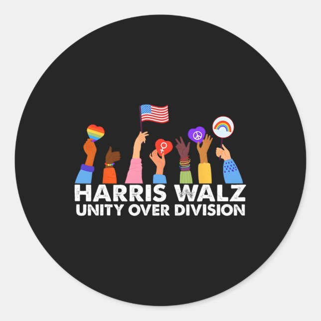 Unity Over Division Harris Wheimer 2024 3  Classic Round Sticker (Front)