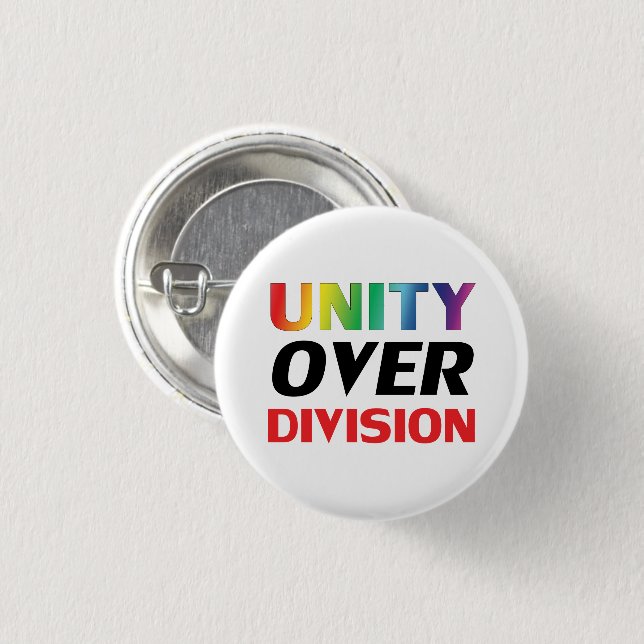 Unity over Division - lgbtq, lgbt pride rainbow 3 Cm Round Badge (Front & Back)